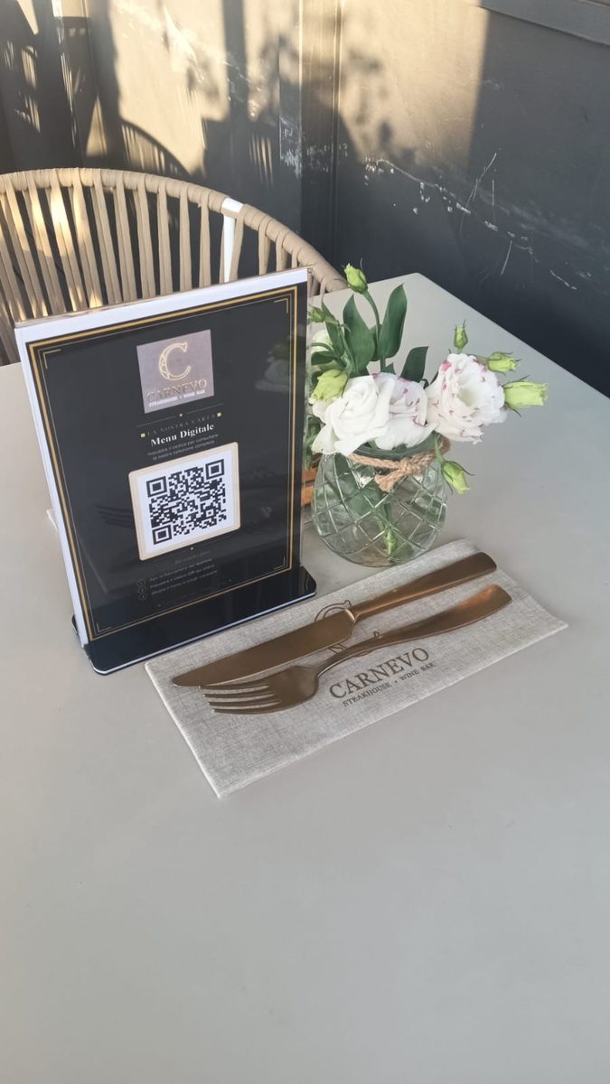 Carnevo — porta-QR menù digitale sul tavolo
