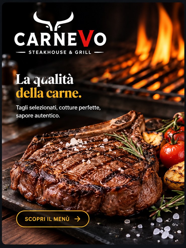 Immagine illustrativa del progetto Carnevo Steakhouse; apri il menù live per vedere il prodotto